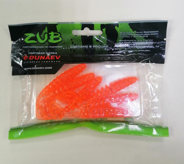 Приманка ZUB-SHAD, 75мм (цв.250 морковный с блестками) [6шт./уп.]