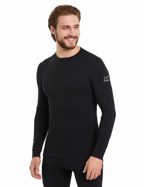 Термофутболка NORVEG, мужская, ,длиный рукав, черная, р-р.S 