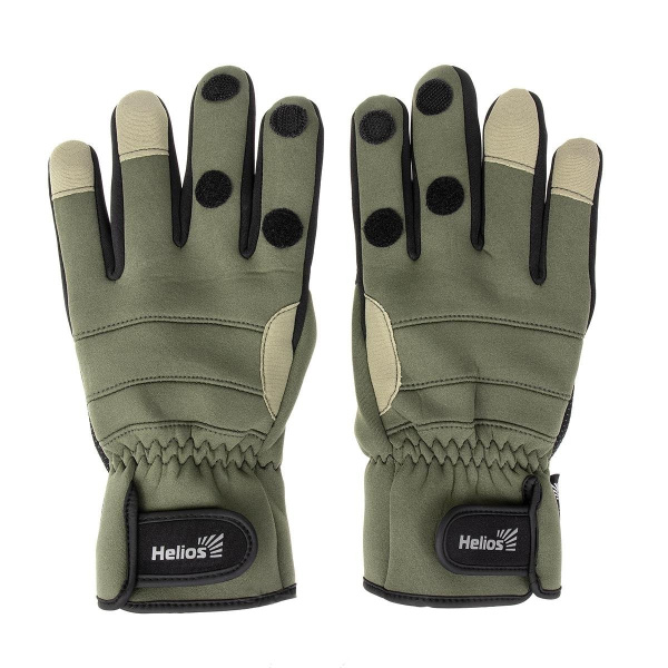 Перчатки Helios FISHER рыбацкие, хаки р. М (HS-HY-D13) 