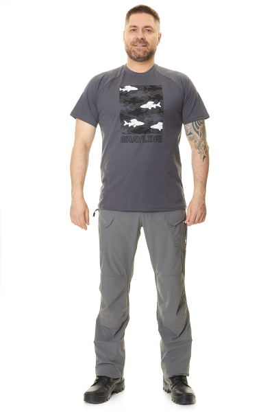 Футболка GRAYLING "Fishes", хлопок, графит, р-р ХХL